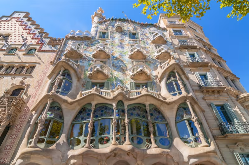 The facade of Casa Batlló on Passeig de Gràcia, Barcelona